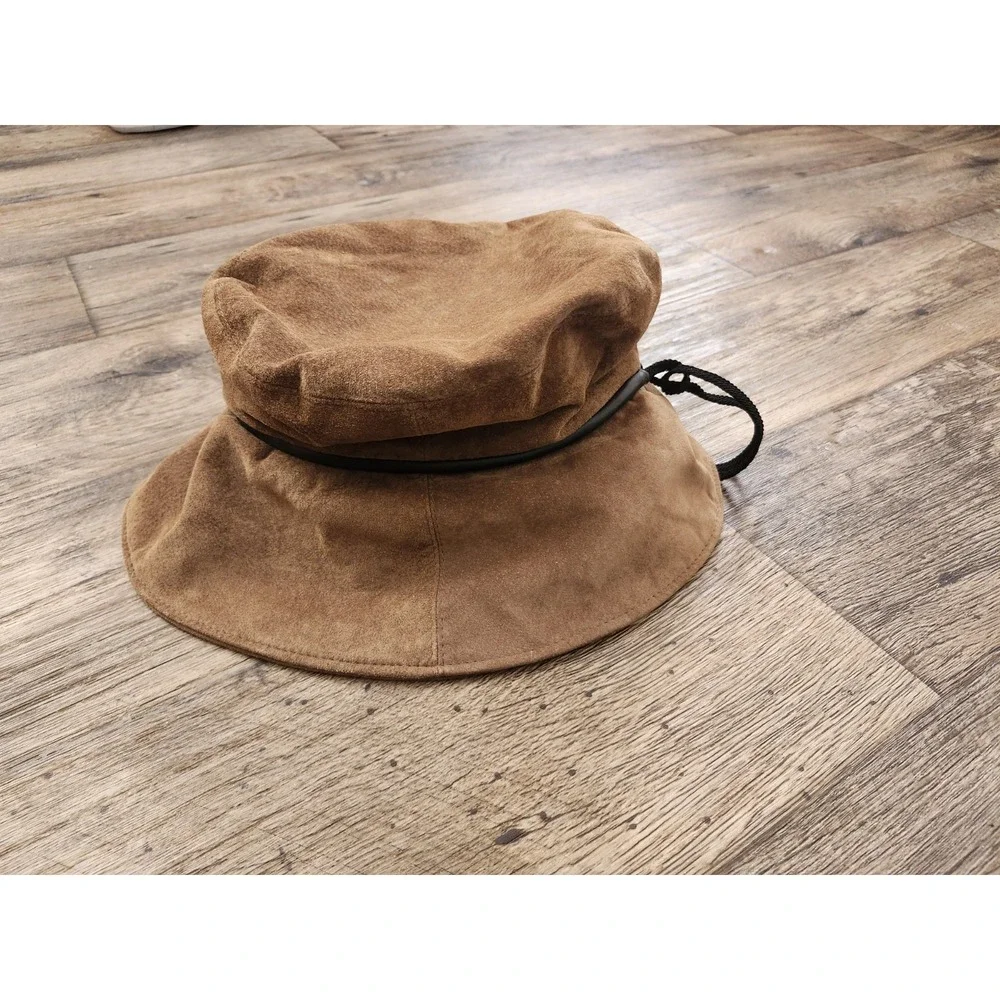 Vintage Eric Javits Packable Bucket Hat Suede Brown One Size Water Repellent - Picture 9 of 11